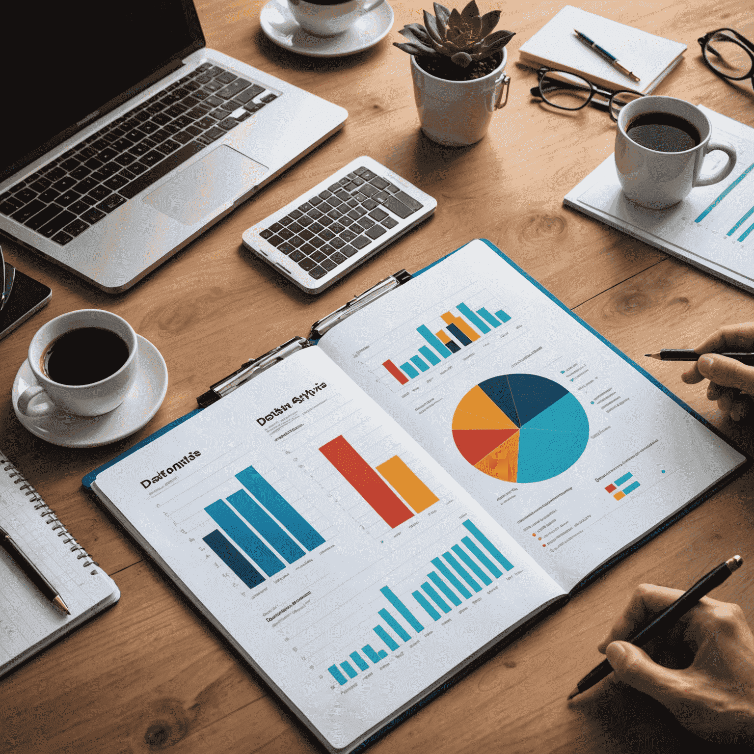 An image representing data analytics, with charts, graphs, and insights driving business growth