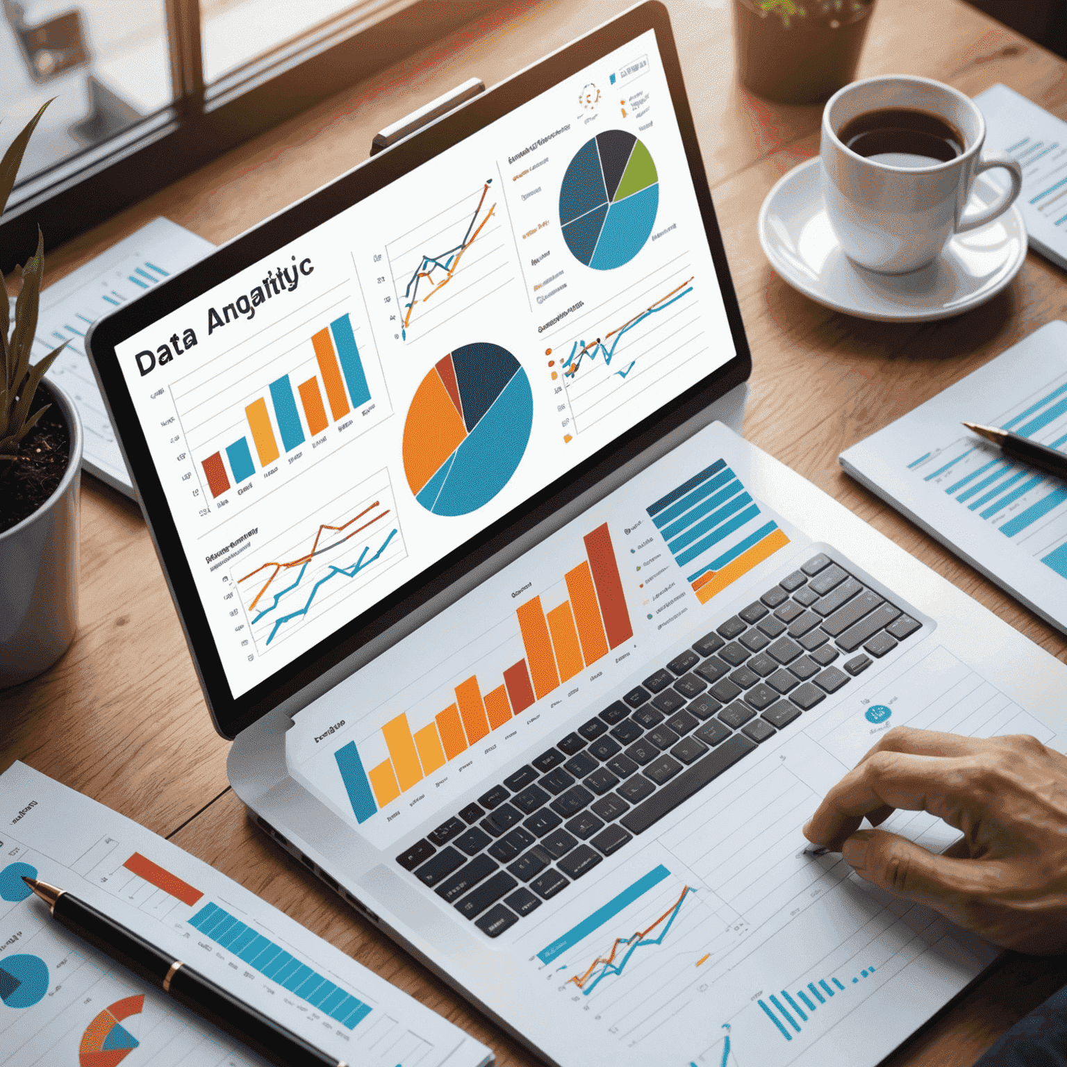 A visual representation of data analytics, with charts, graphs, and insights highlighting business growth and success.